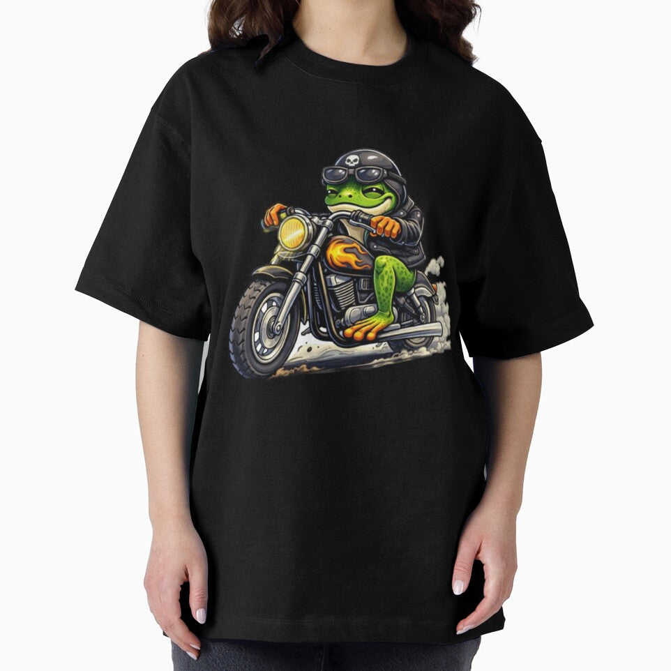 Frog on a vintage motorcycle in flames by FroggyOnly