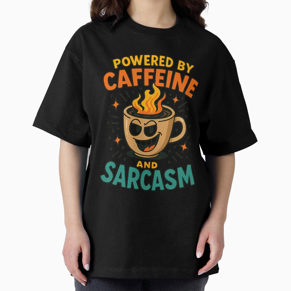 Powered by Caffeine and Sarcasm – Funny Colorful Coffee Lover Design by Happy Bag