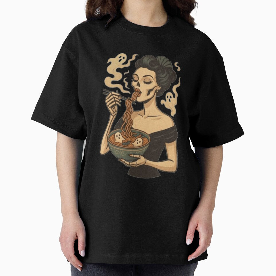 Skeleton Ramen Shirt – Ghost Noodle Bowl Funny Spooky Food T-Shirt by Iceberg Comic Book Lounge