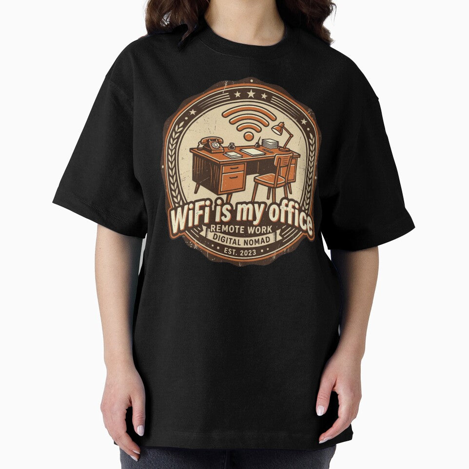 WiFi Is My Office Vintage Nomad Retro T-Shirt Design by urbinet