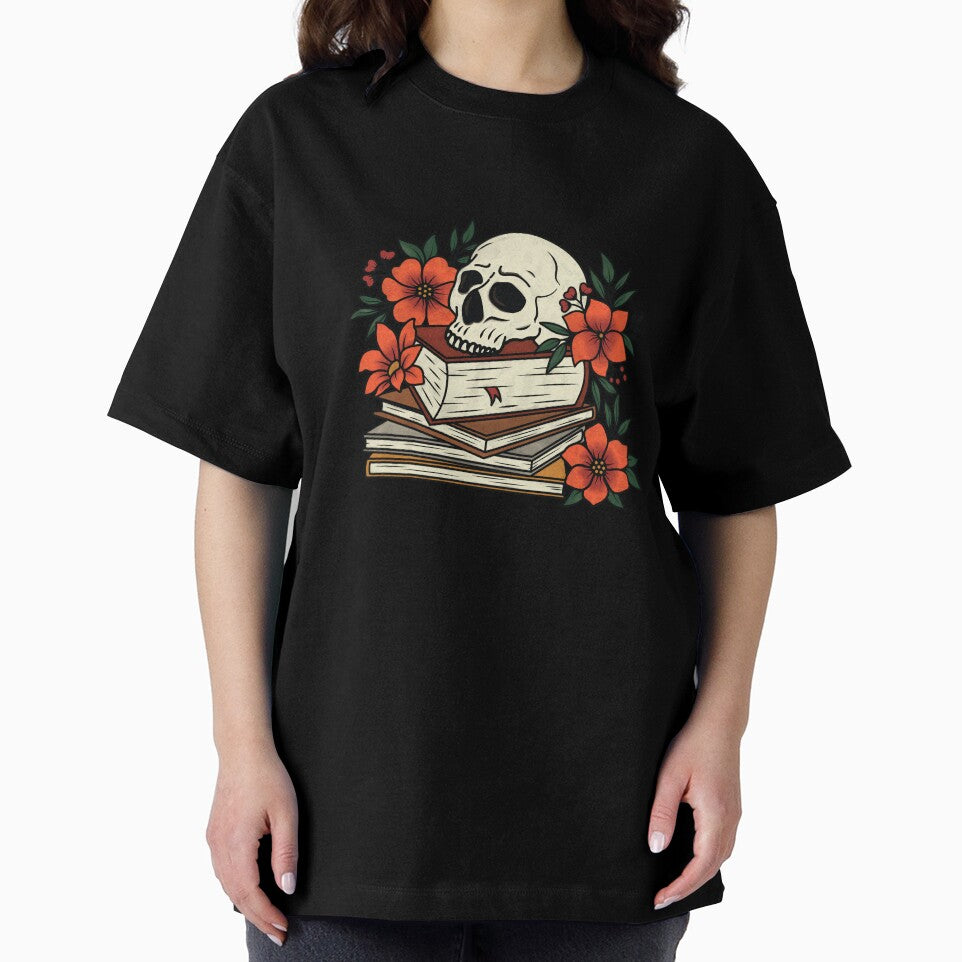 Stack of Books with a Skull and Flowers by hnnhsmth95
