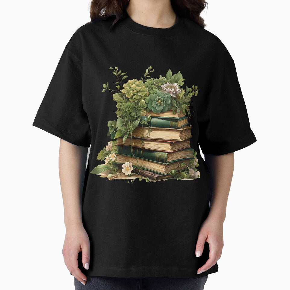 Stack of floral books with vines crawling up it. by PawsandPages
