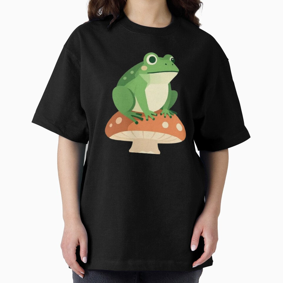 Whimsical Frog on Mushroom – Nature Fantasy Design by Dogandesighn