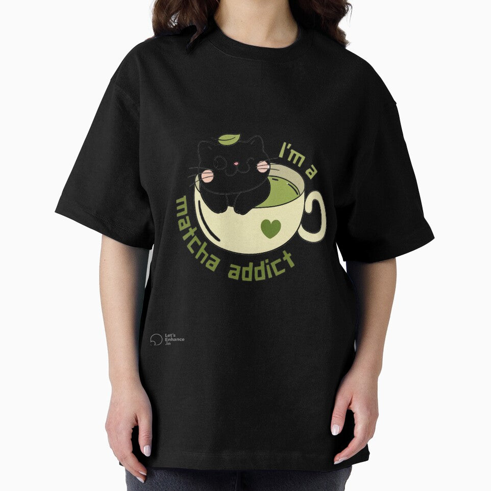 I’m a Matcha Addict Cute Black Cat – Kawaii Tea Lover Aesthetic by BlossomPixel