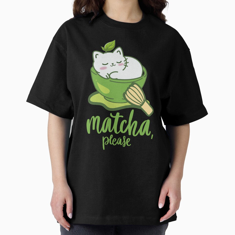 Matcha Please Cute Cat Illustration by TheBeeKindSpace