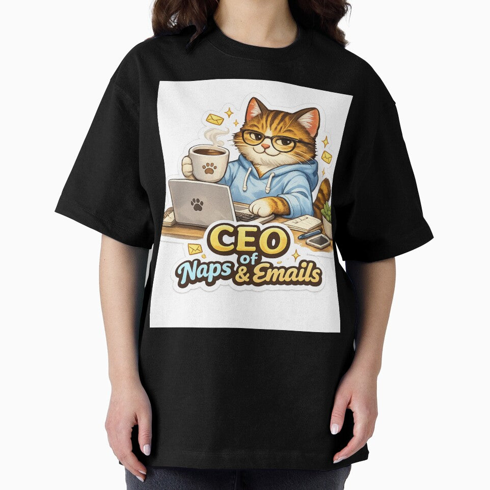 CEO of Naps & Emails – Work From Home Cat Boss Funny Sticker by VibeVauilt