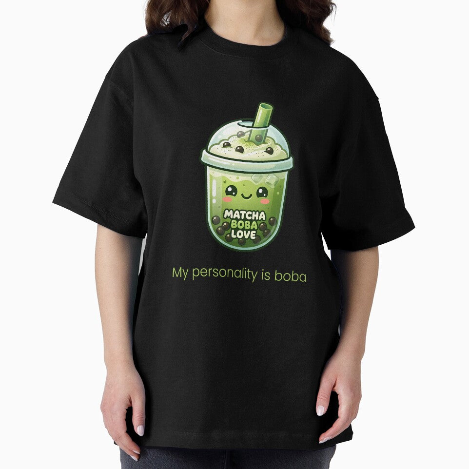 My Personality Is Boba – Cute Matcha Bubble Tea Kawaii Illustration by BobaBunny76