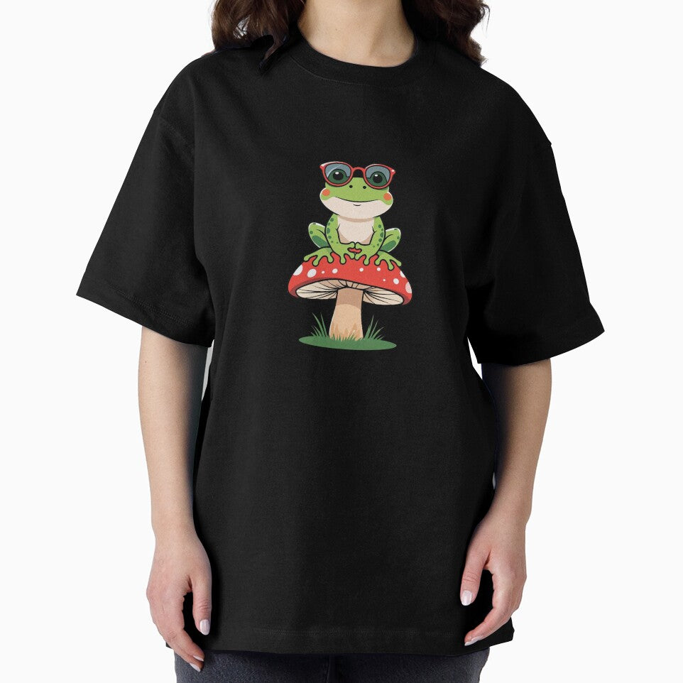 Cool Frog on a Mushroom – Playful Illustration by BestZoneStore