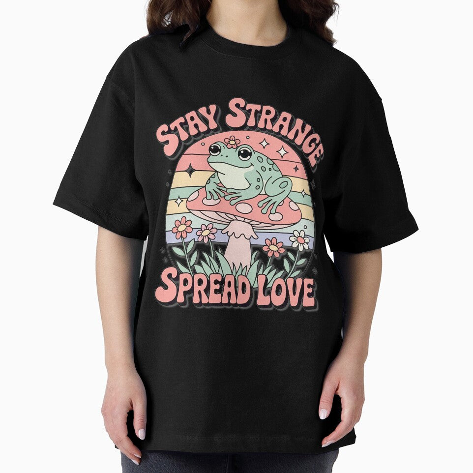 Frog on Mushroom Vintage Retro Sunset Vibe by Jesse Bennett