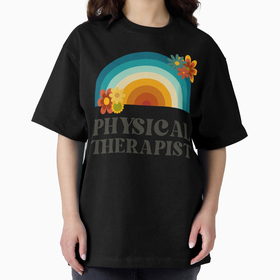Physical Therapist Retro Flowers Vintage Rainbow by AsinusAS