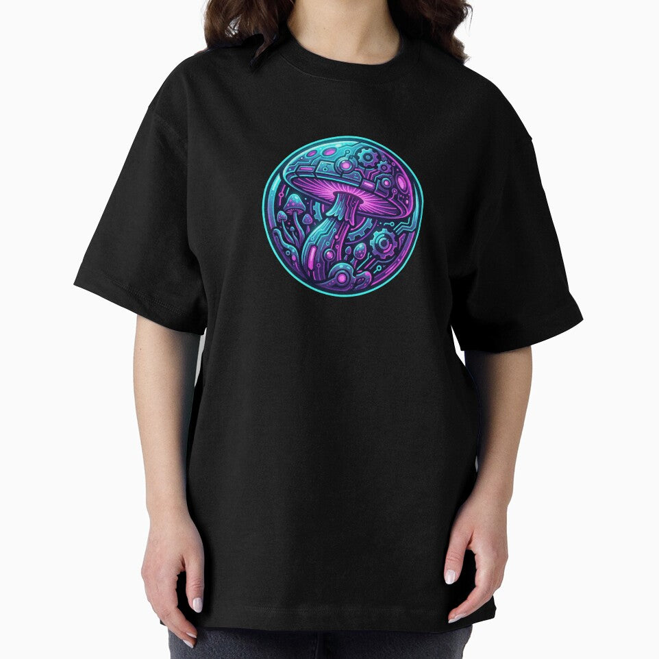 Neon Cyberpunk Mushroom Circuitry Glitch by MarCinu Art
