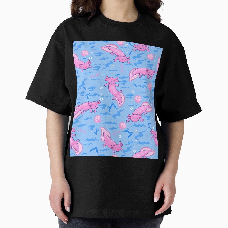 cute pink Axolotl underwater seashells by Gossip Rag