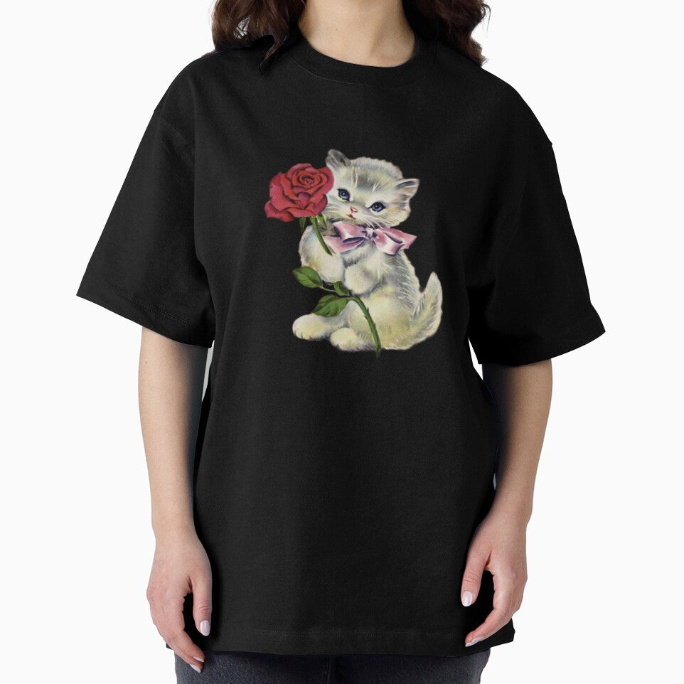 Coquette Vintage Cat with rose by Pixiedrop