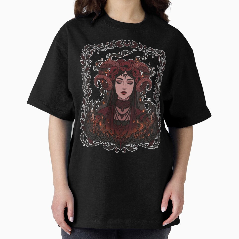Aries Whimsigoth Zodiac Art — Dark Floral Fire Sign Astrology Design by DriftingDoodle
