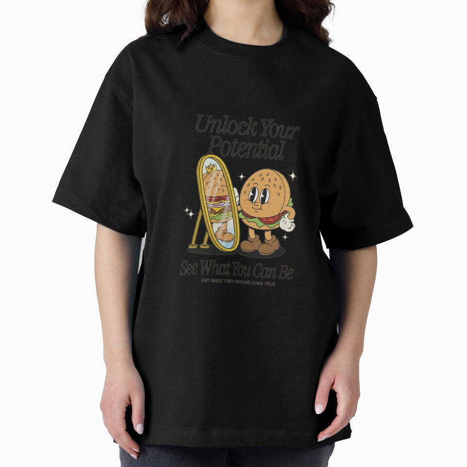 Unlock Your Potential Retro Burger Motivation Mascot Art by HoopeStylee
