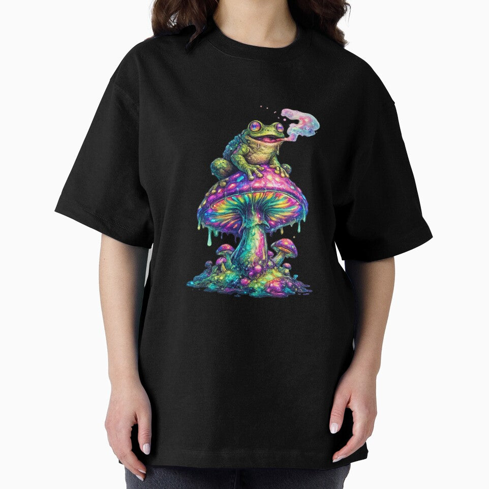 Psychedelic frog on a glowing mushroom by FroggyOnly