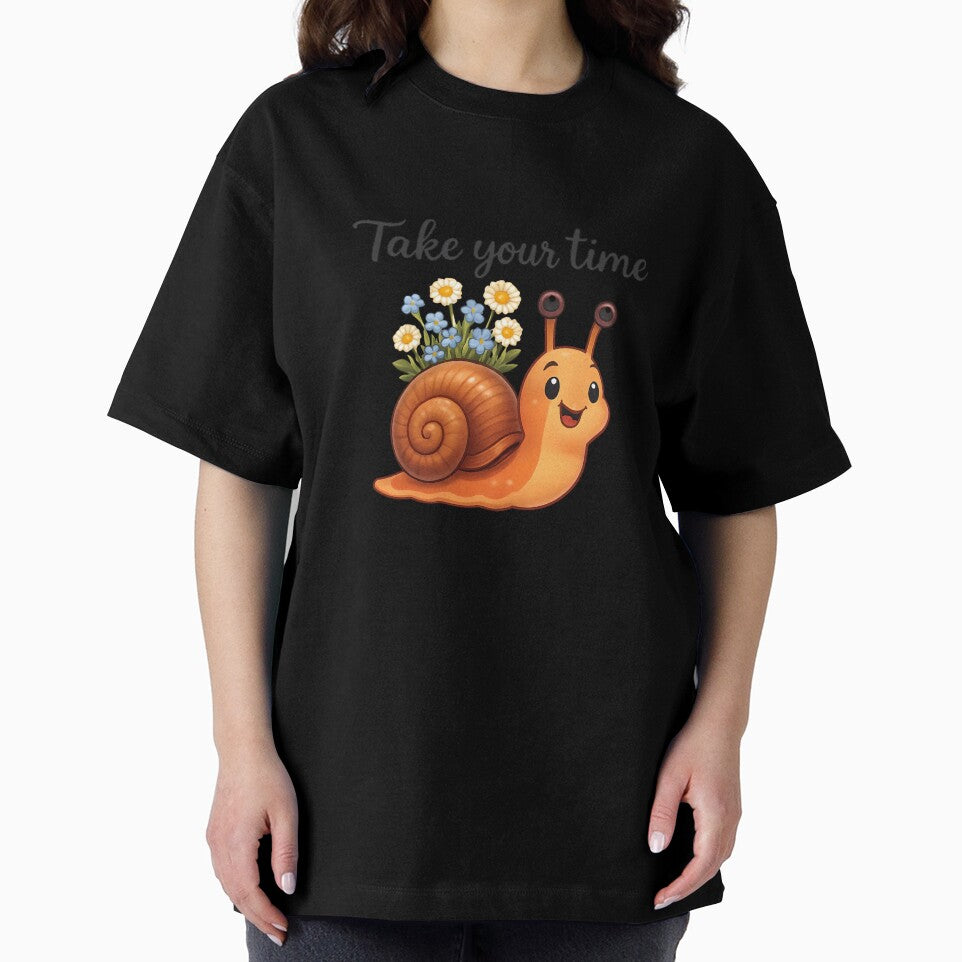 Take Your Time – Cute Snail with Flowers Design by PrintandJoy