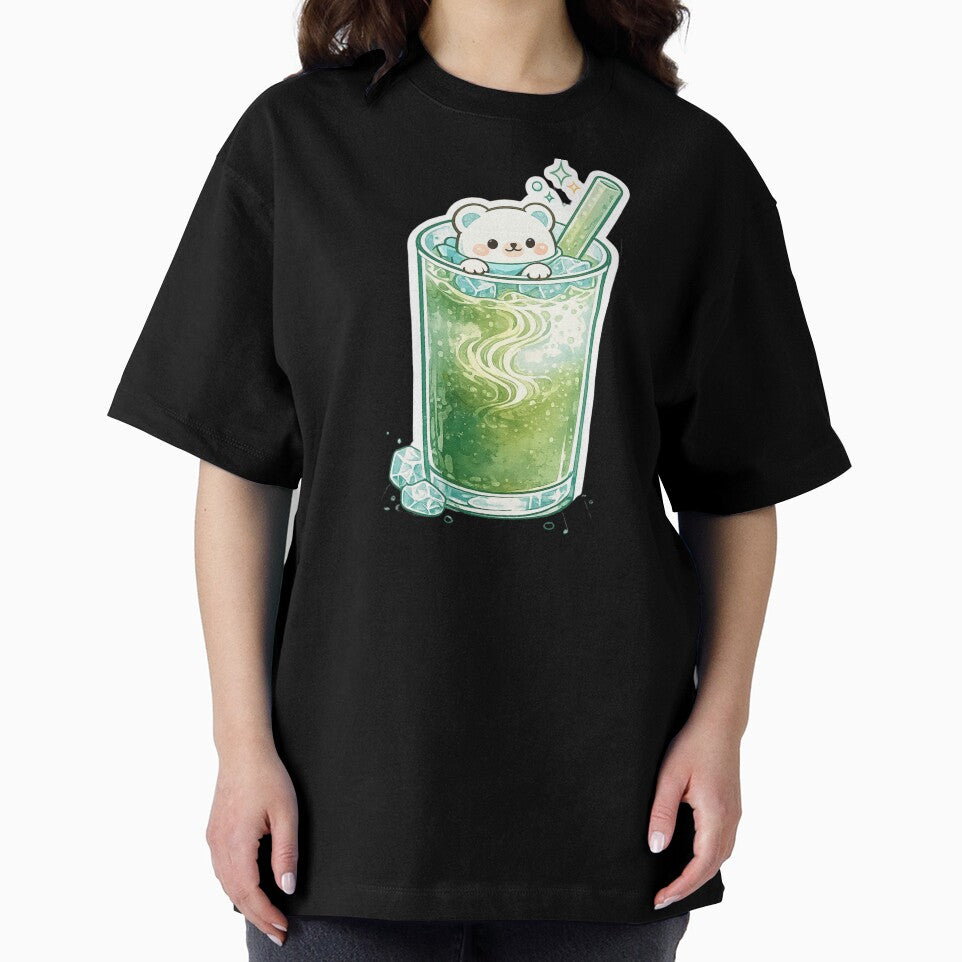 Kawaii Matcha Polar Bear - Cute Iced Green Tea Latte Sticker Art by BrewmarkStudio