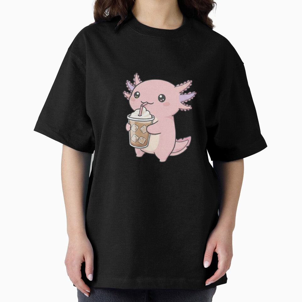 Coffee Axolotl cute kawaii pink funny adorable doodle birthday christmas by CheeseBlueprint