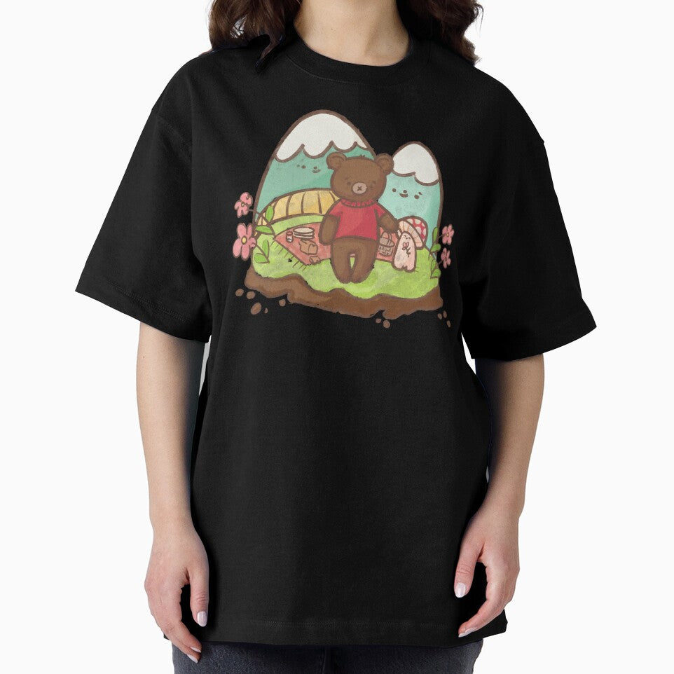 Bear and mushroom on a picnic by Lorajean Gudmundsen