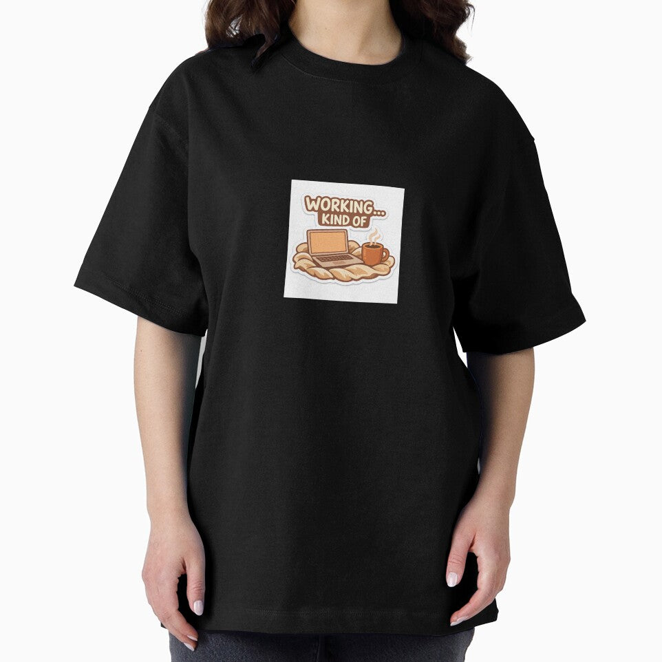 Working Kind Of – Cozy Work From Home Sticker | Cute Laptop Coffee Aesthetic by Doodlynx