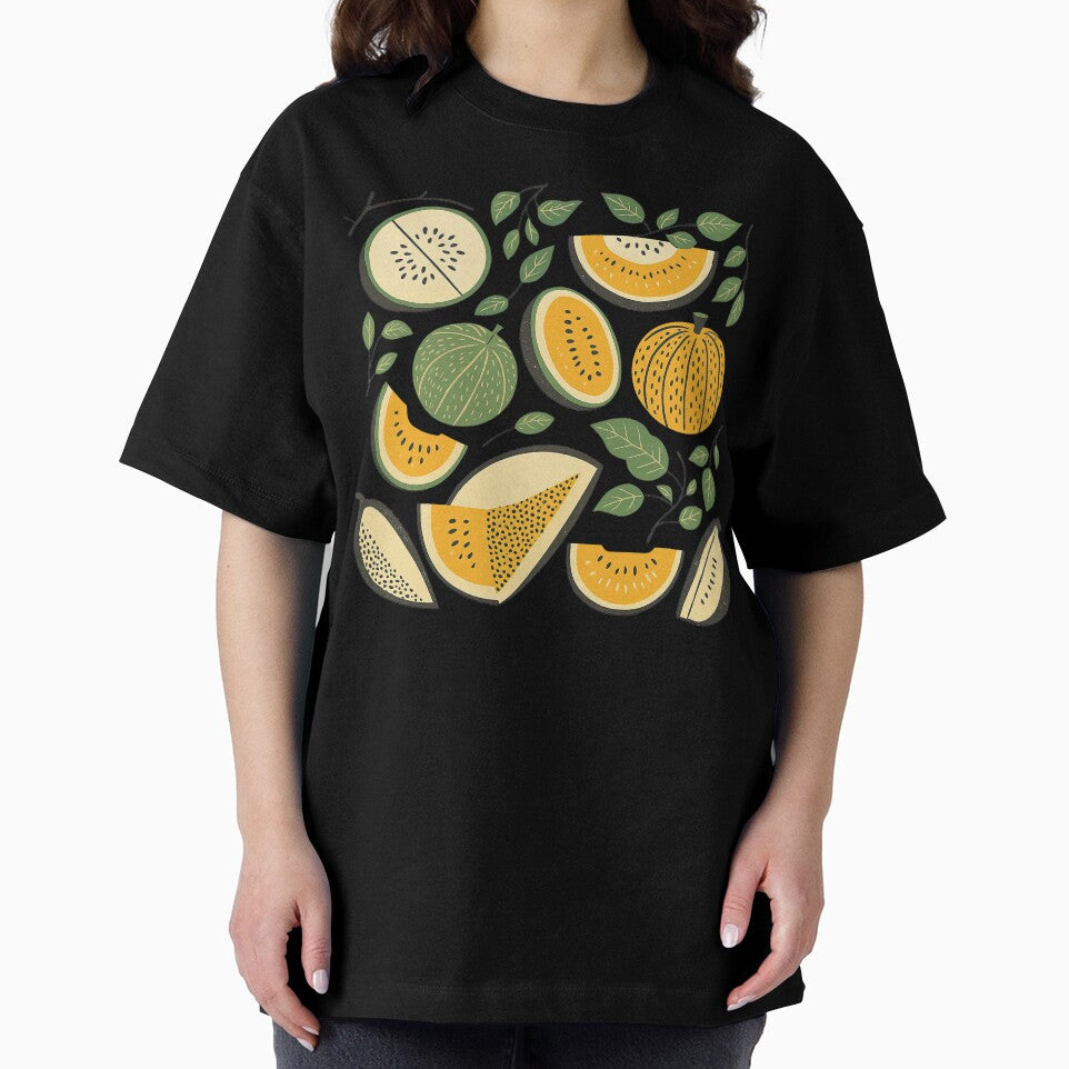 Retro Melon Fruit Collage with Leaves Illustration by ArtfulWeave