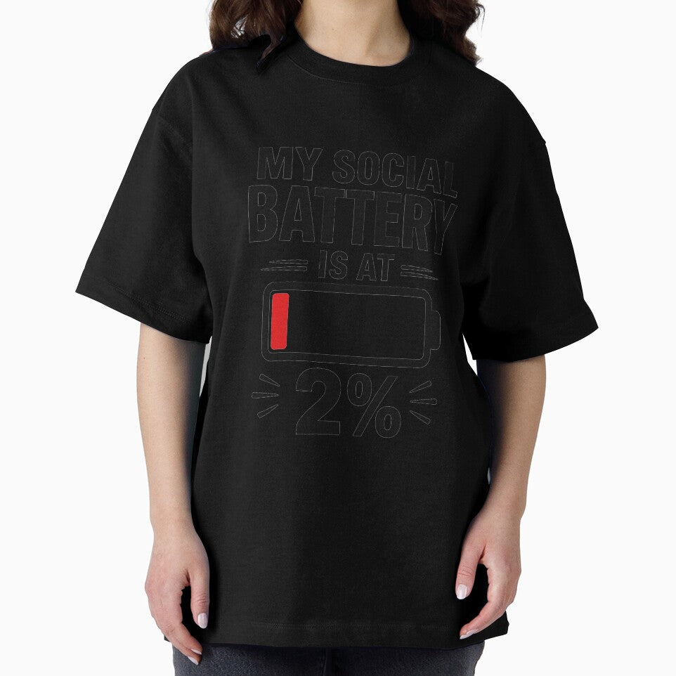 My Social Battery Is At 2% - Funny Introvert Tee by lexiangelus93