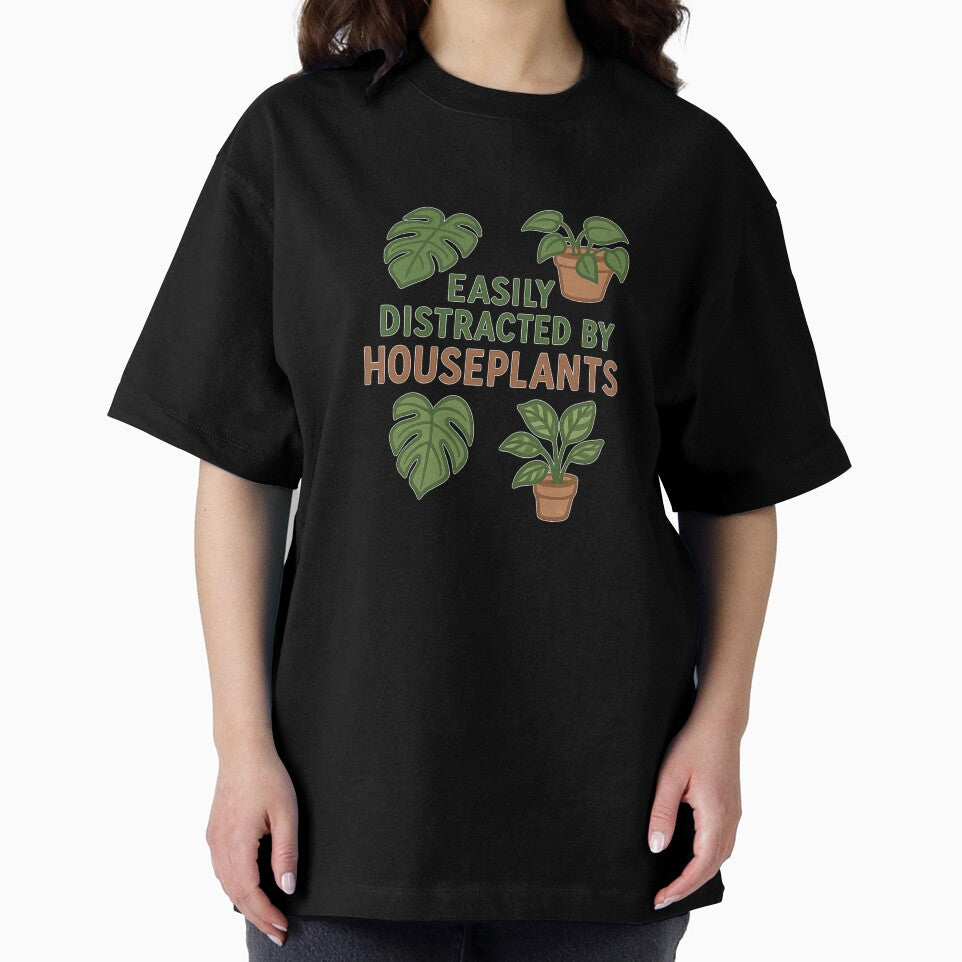 Easily Distracted by Houseplants – Funny Urban Gardening Quote Design for Plant Lovers by EugenioPrints