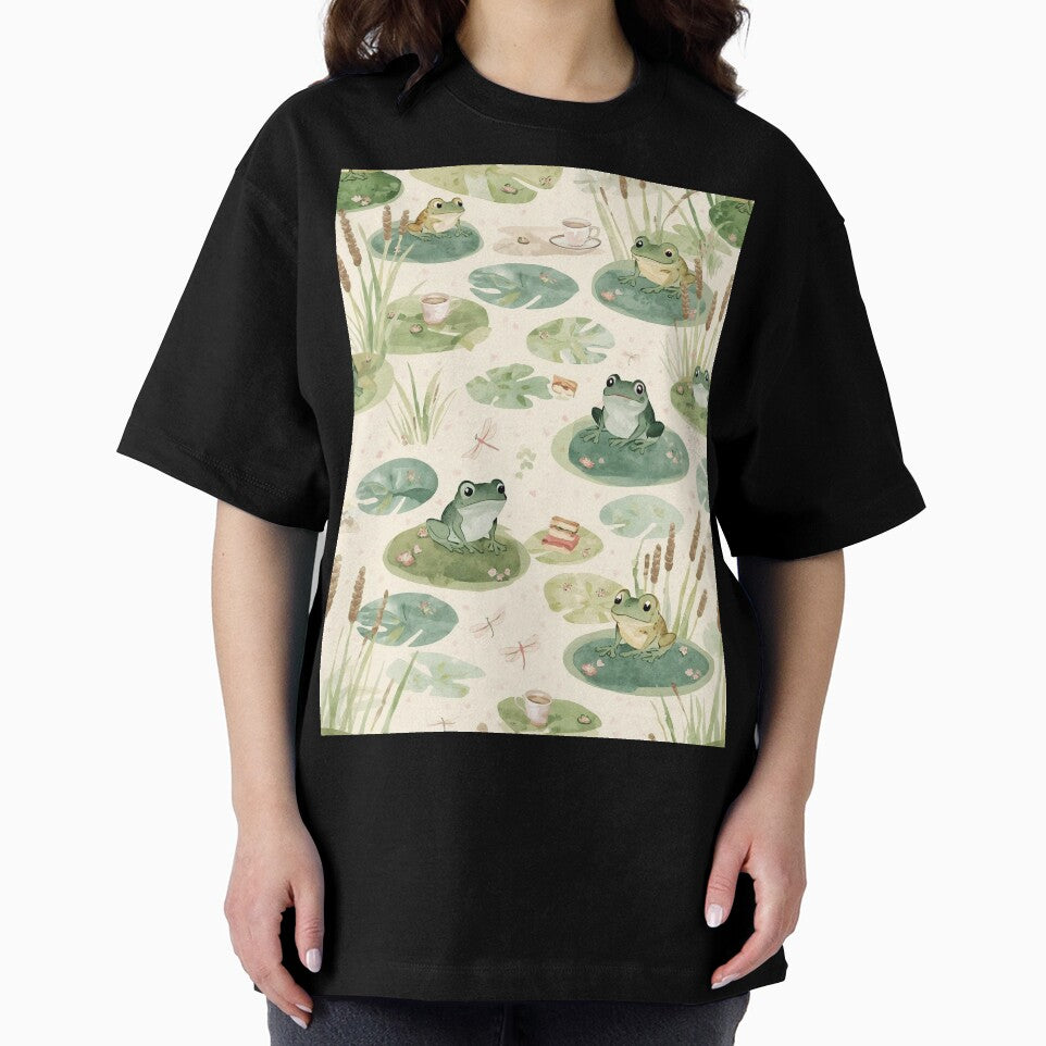 Frog Pond Picnic – Whimsical Cottagecore Pattern by Deezyned