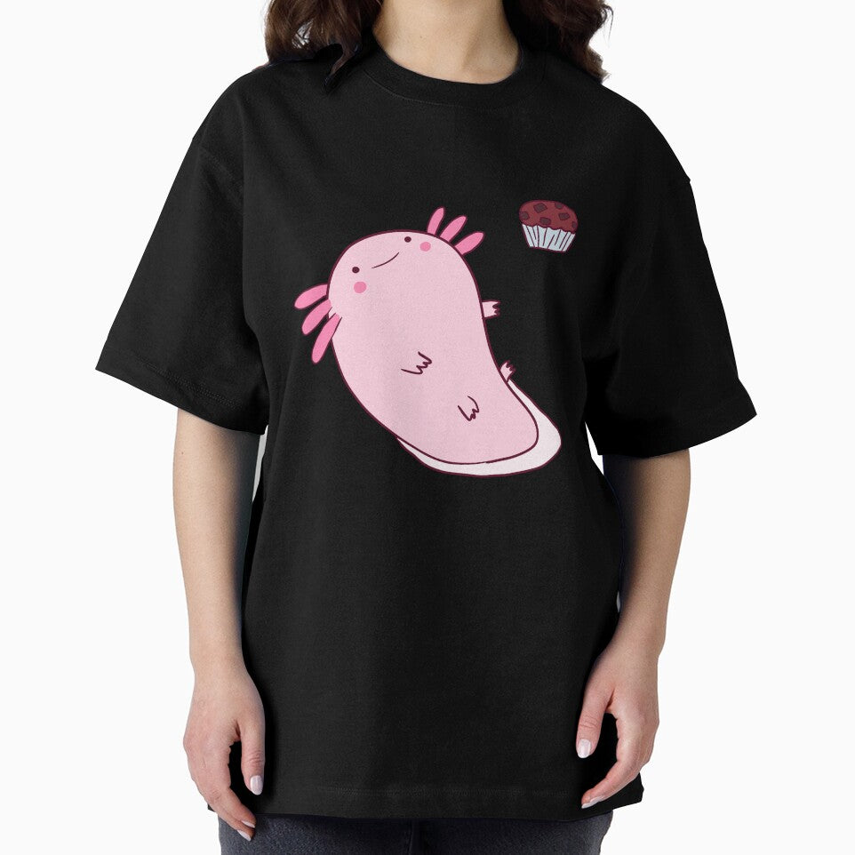Cute happy axolotl with muffins by Mayarart