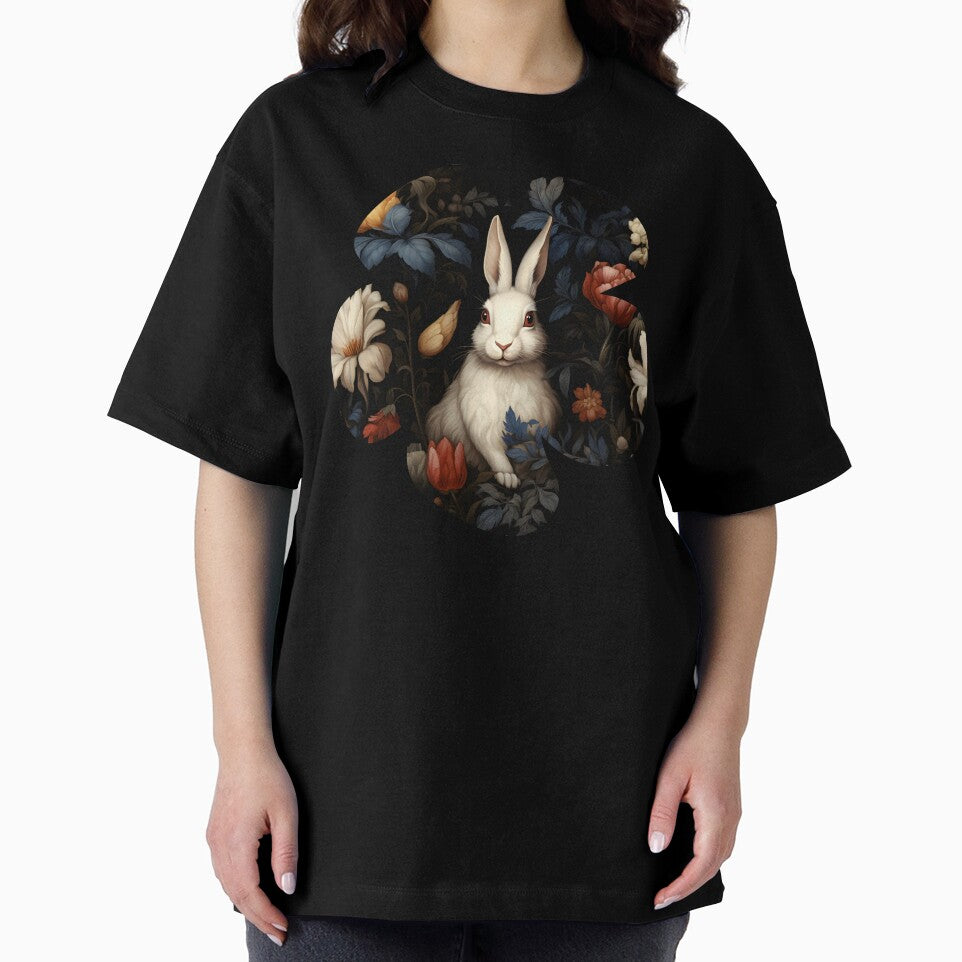 Adorable White Rabbit in Midnight Garden Summer Pattern by 20th-eclipse
