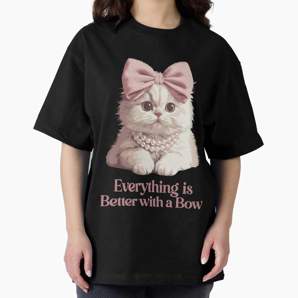 Coquette Cat with Bows - Soft Girl Aestheticc by shirt0pedia