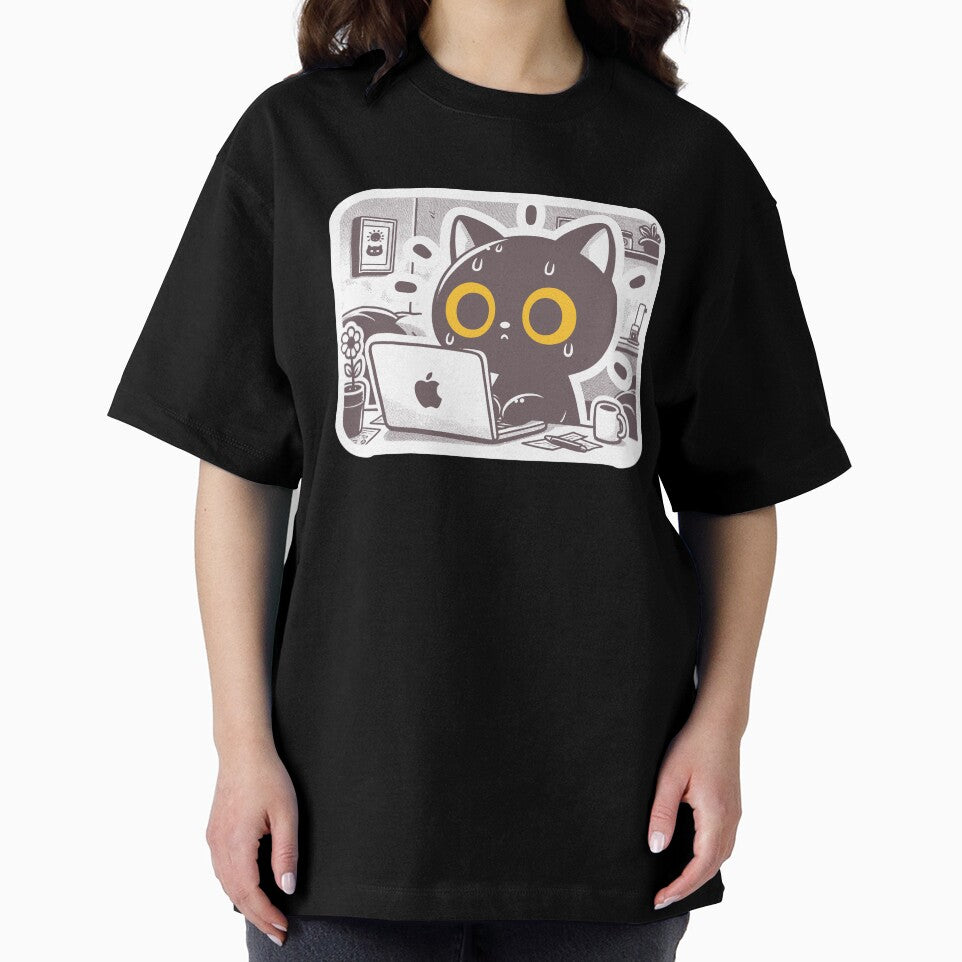 Stressed Black Cat at Work - UX Designer | Product Designer | UI Designer Stickers by PoshPixel