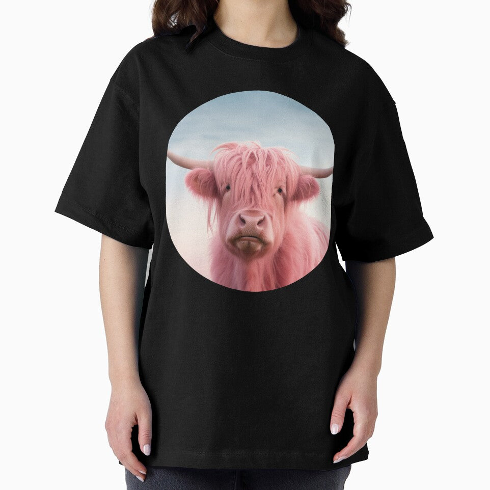 Highland Cow in Pastel Pink by Julia T