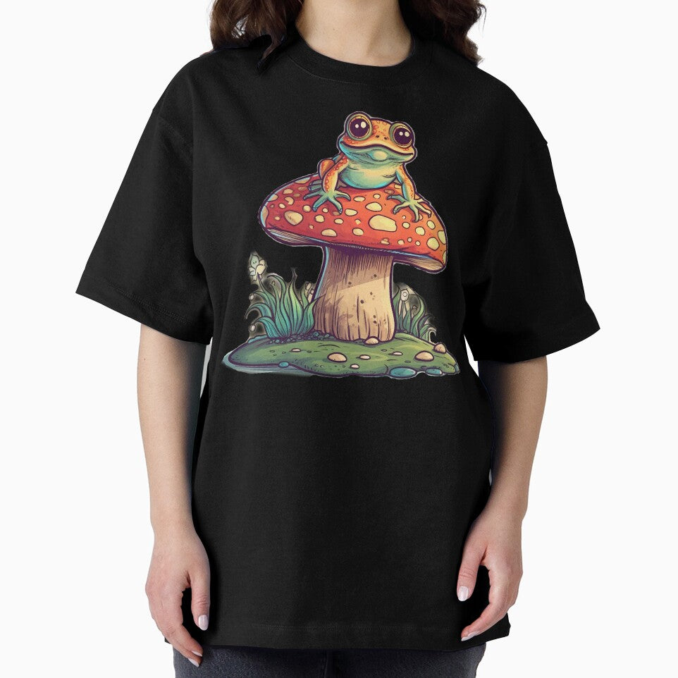 Joyful Vintage Frog on a Mushroom by RandomForestBot