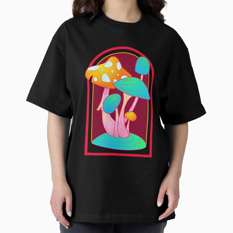 Trippy Neon Mushroom Arch Psychedelic Retro Rave Festival Glow Vintage Art by DERA RAY