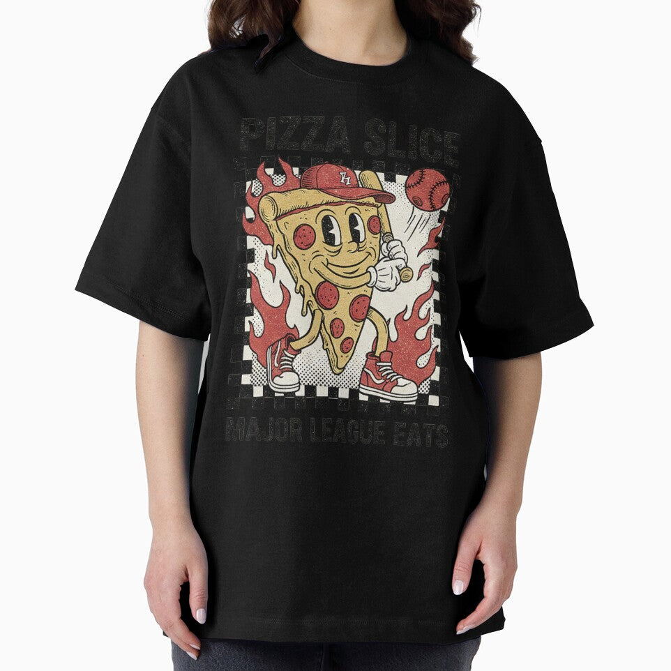 Pizza Slice Major League Eats - Vintage Cartoon Baseball Mascot by MAGICVISION-LAB