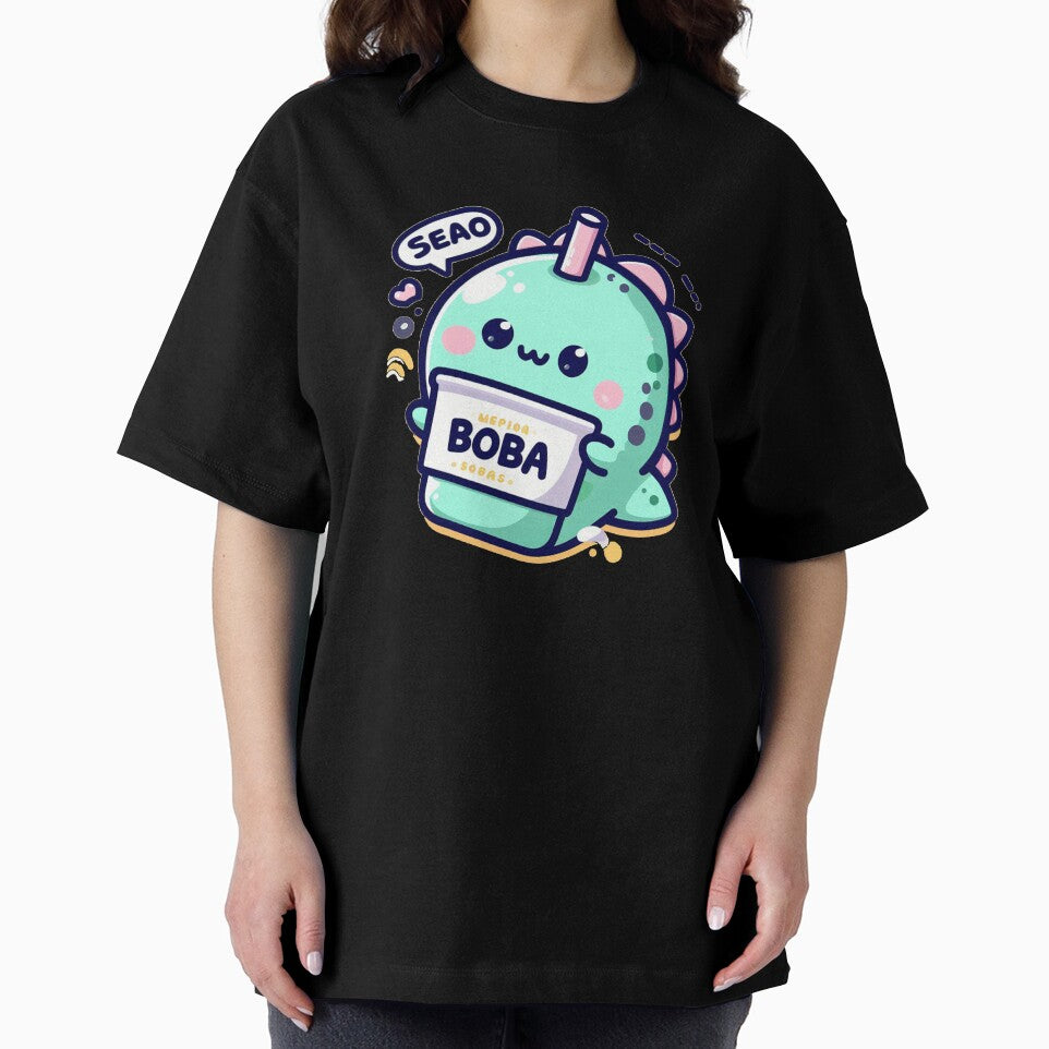 little green dinosaur as a bubble tea with boba stickers and much for! by SaraDatCool