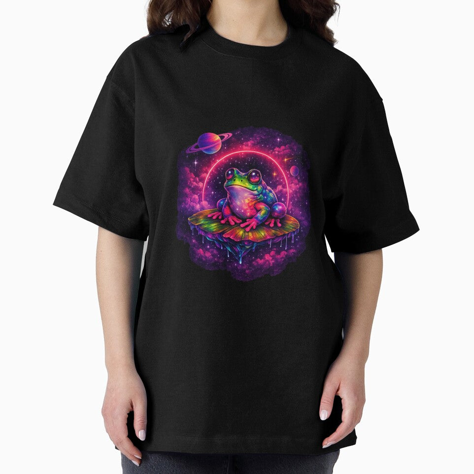 Cosmic Frog on Mushroom - Space Neon Galaxy Art by EdgeSphere