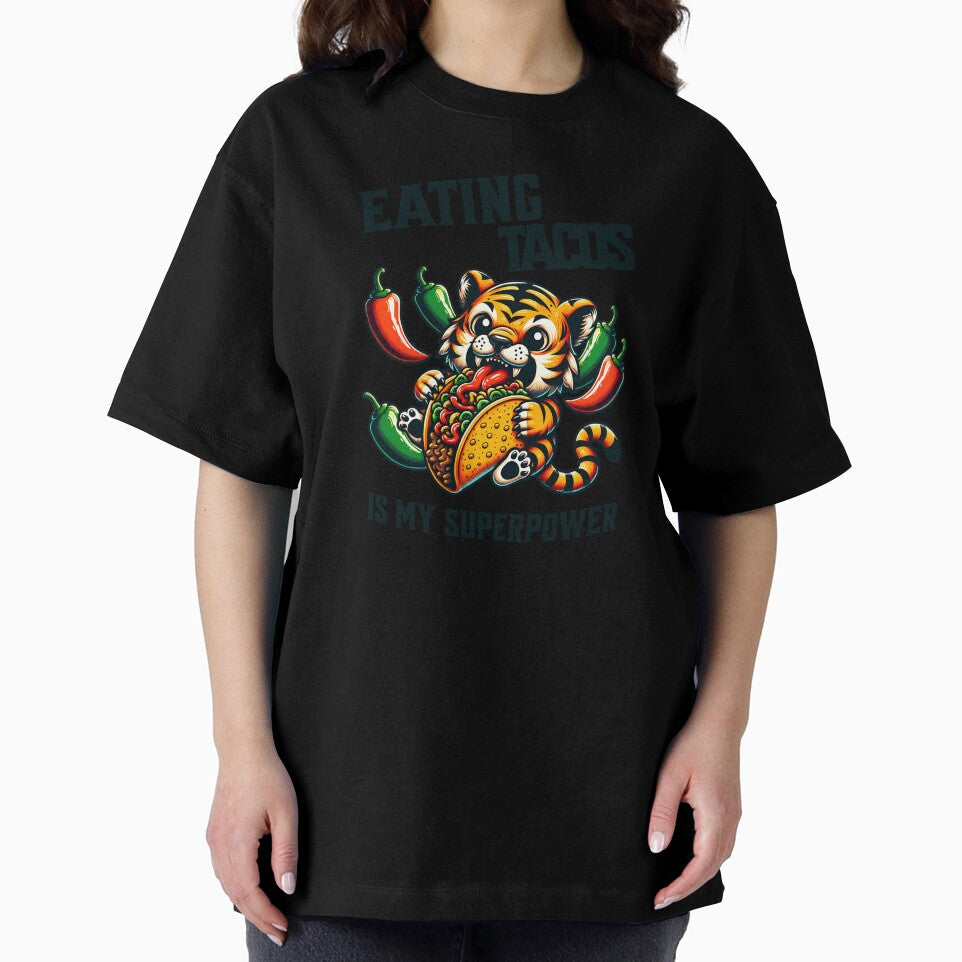 Eating Tacos Is My Superpower – Funny Tiger Taco Lover Shirt by PNW Tees & More