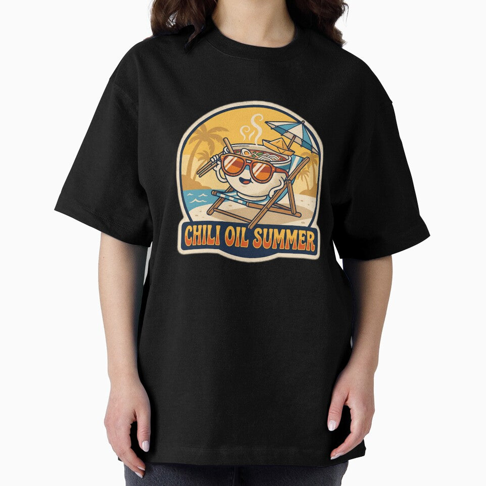 Chili Oil Summer Retro Ramen Beach Vacation by Oommen Studio