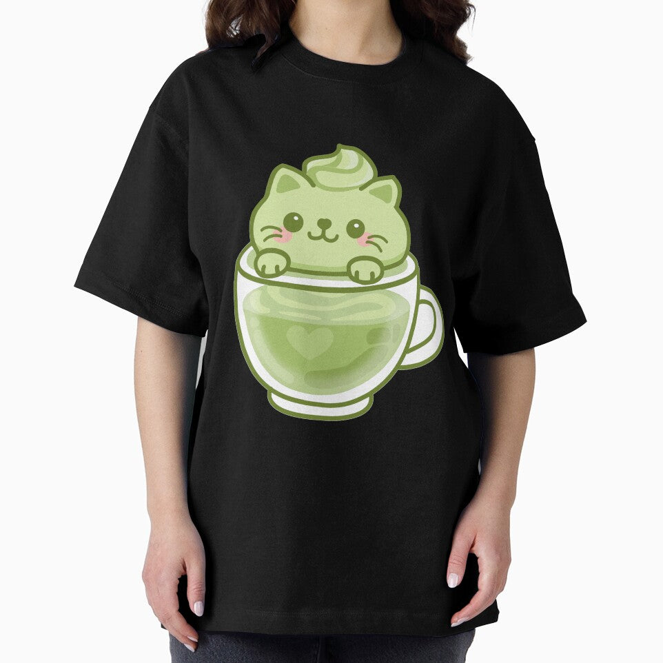 Kawaii Matcha Cat Latte – Cute Green Tea Sticker by LucaBolognese
