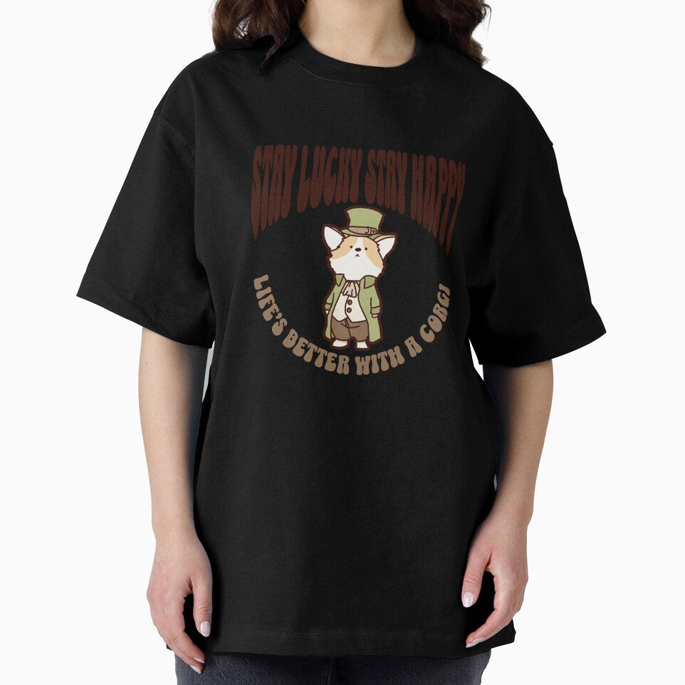 St. Patrick's Day, Corgi, “Stay Lucky, Stay Happy” message! by aniMo Japan