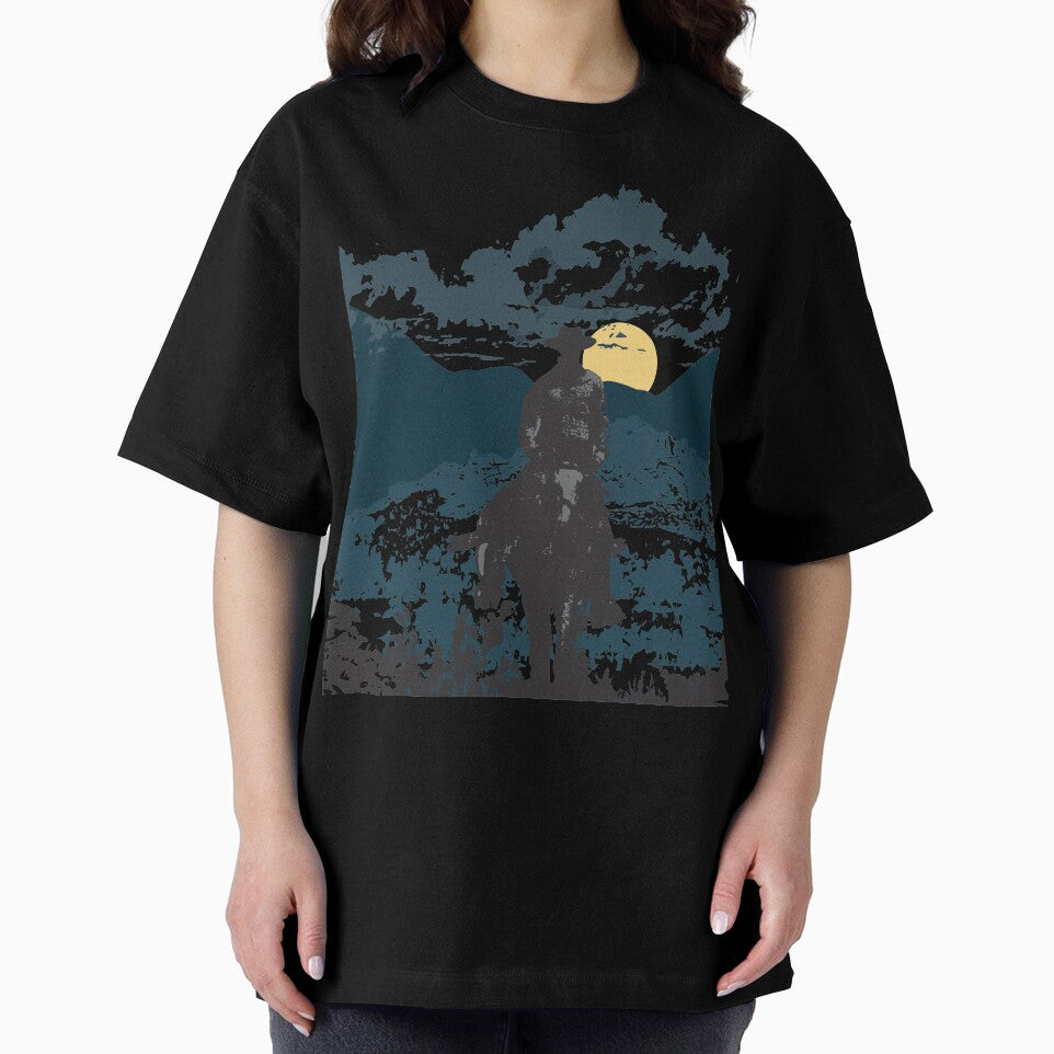 Western Lone Cowboy Shirt Country Rancher Riding Into Sunset by Creekman Designs