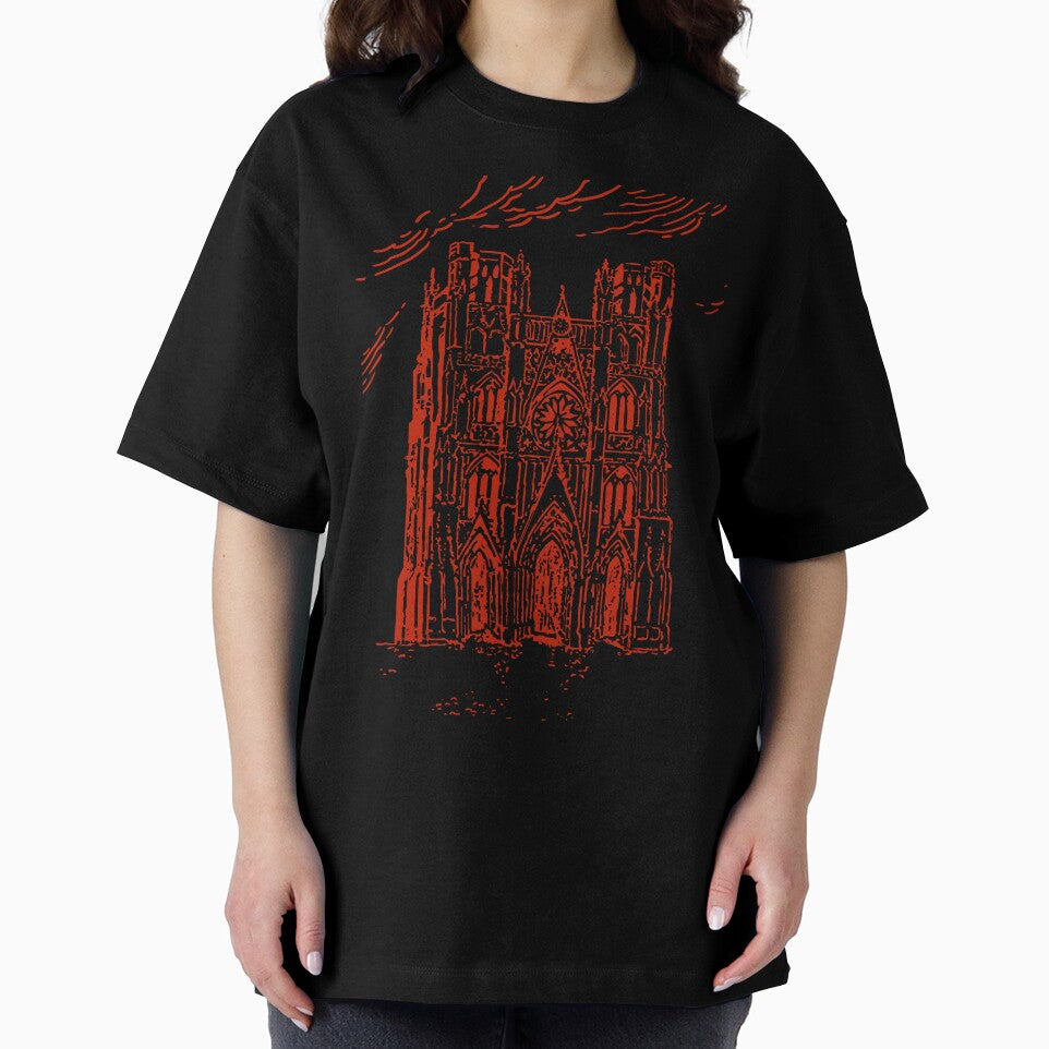 Gothic Castle Engraving Line Art - Red Version by Arcane Orchid