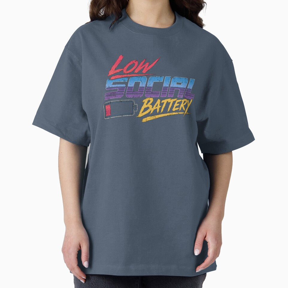 Low Social Battery | Retro 80s Neon Graphic Tee by DNHZstore