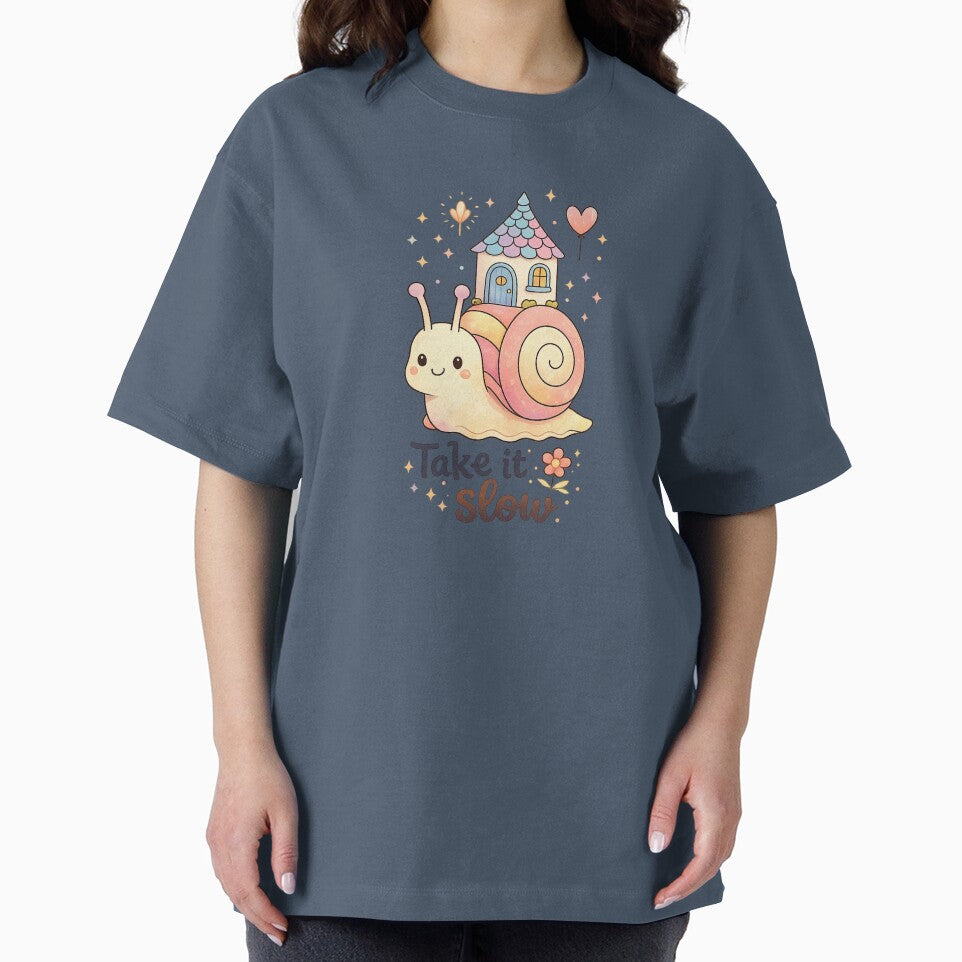 Take It Slow Cute Snail Positive Design by SoftSproutstu