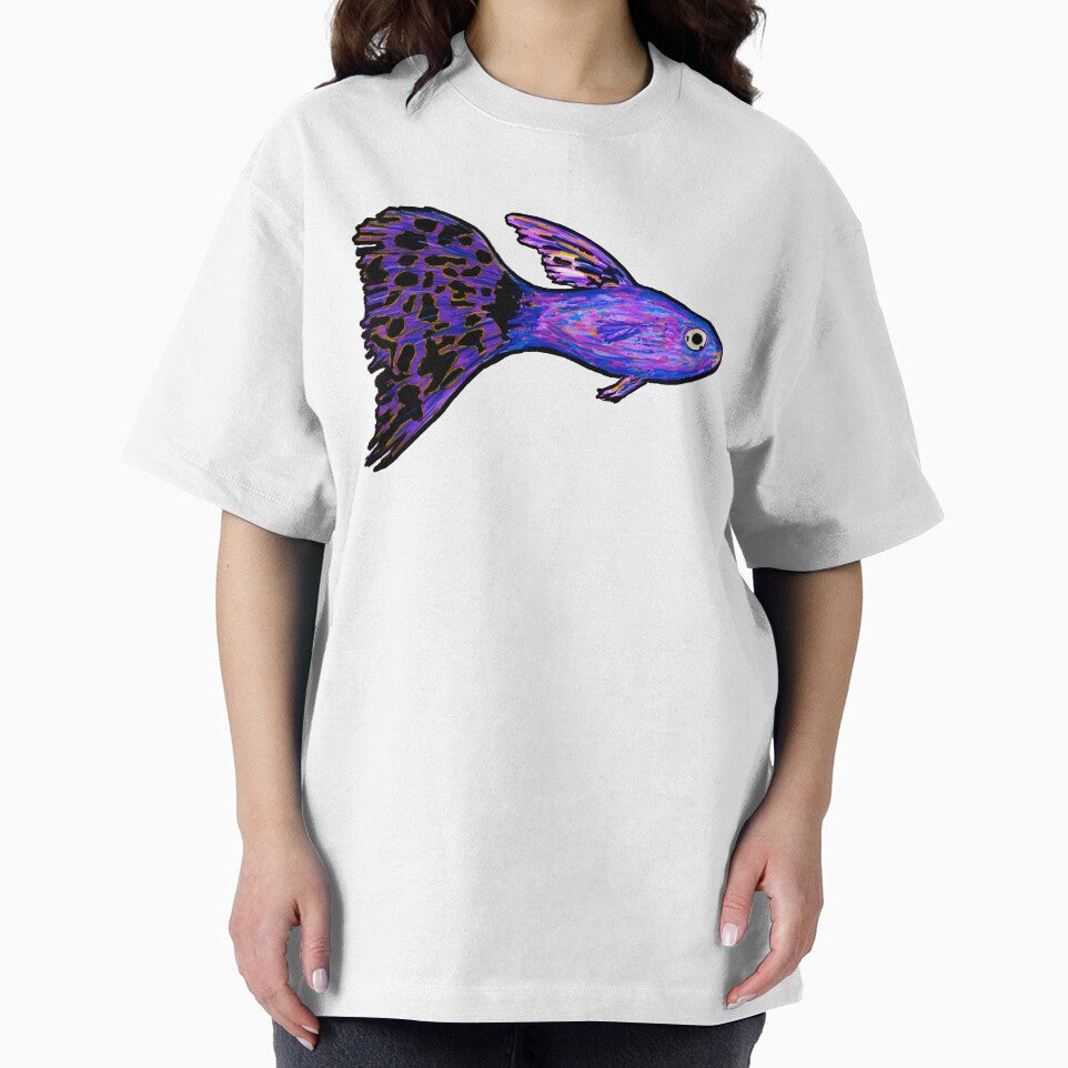 Rainbow Guppy: Vibrant Whimsical Fish Painting by LucilleErebus