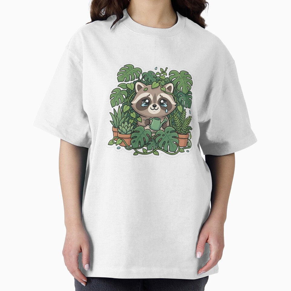 Cute Chibi Raccoon Plant Parent Aesthetic Indoor Jungle Vines by StickyGuys