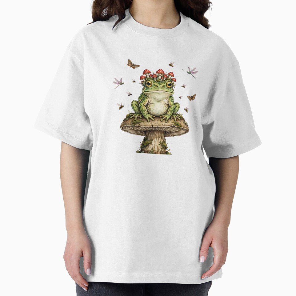 Mushroom Crown Frog - Cute Frog Sitting on Mushroom with Amanita Hat by Neurospicy Trolls